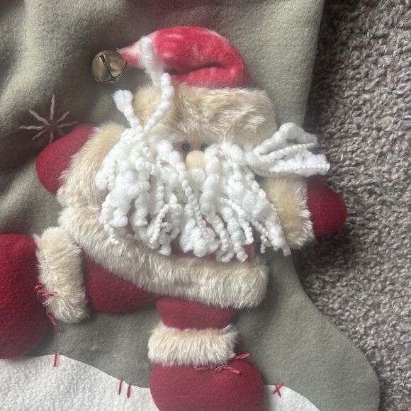 Rustic Christmas Tree Skirt & Stockings Set Felt Applique Santa Winter FairIsle - Picture 3 of 14